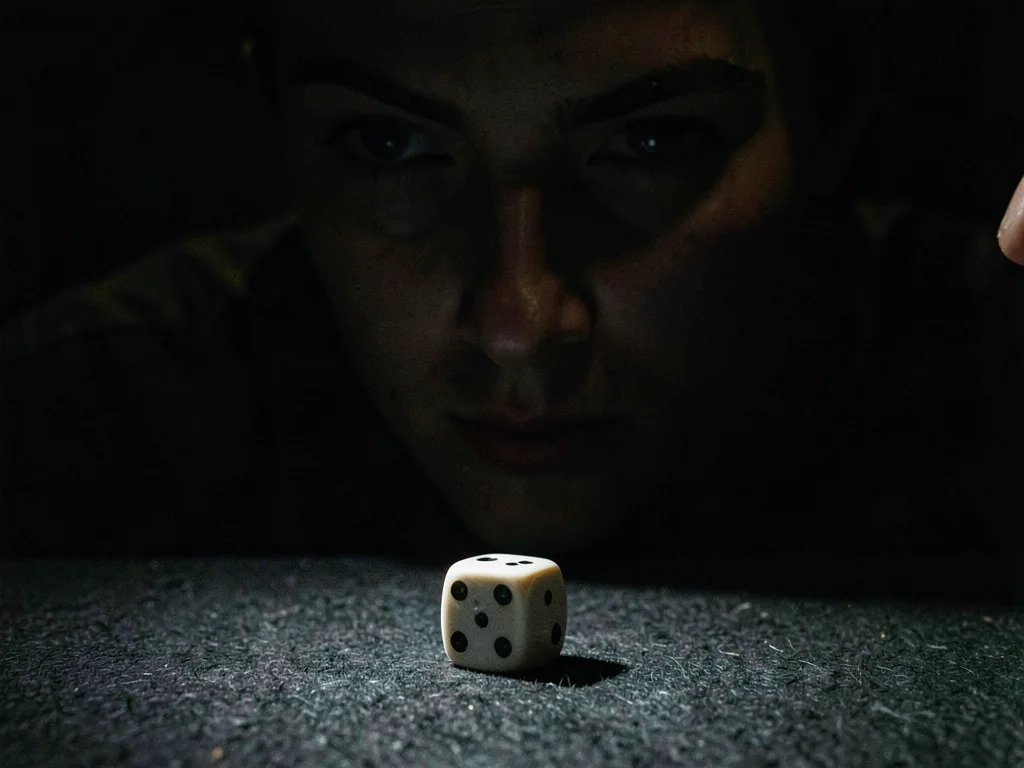 Dice rolling on felt table
