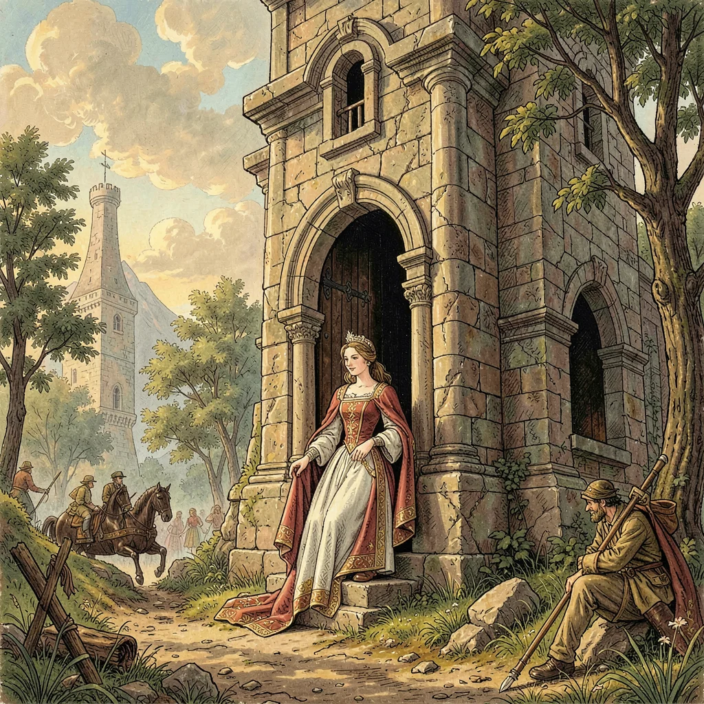 A princess imprisoned in tall tower