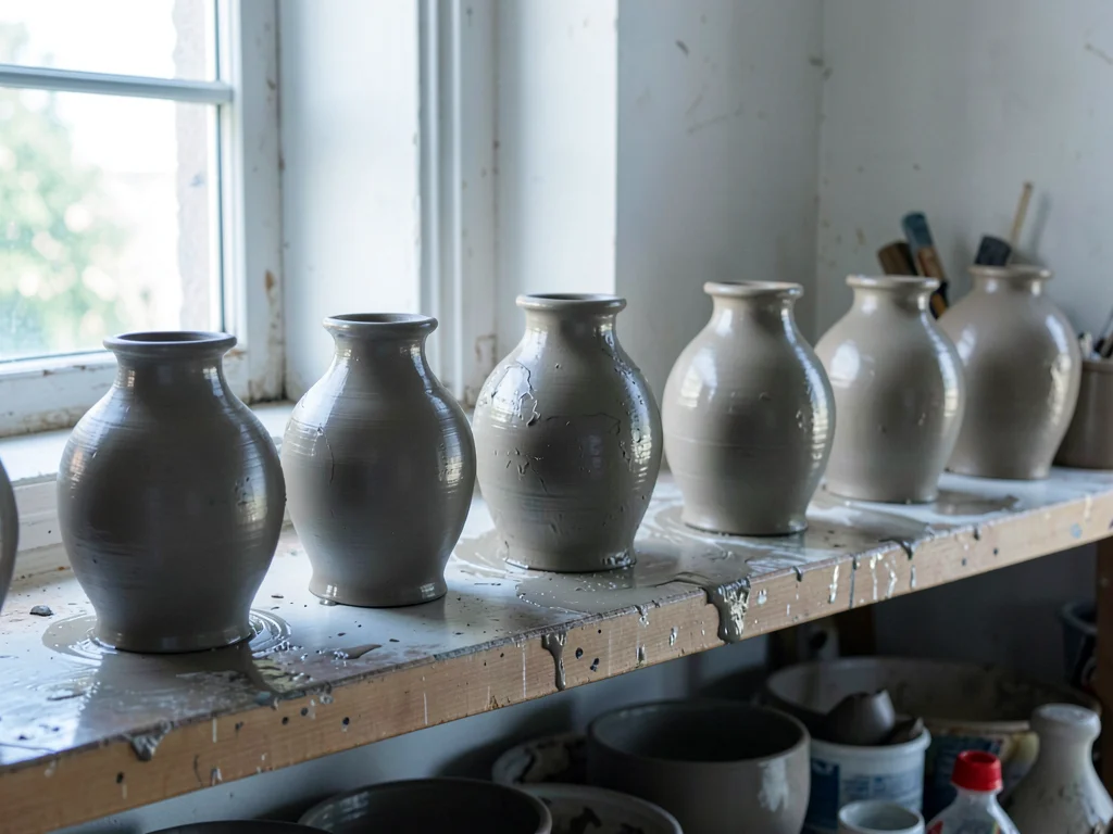 Row of Thrown Vases Showing Progression