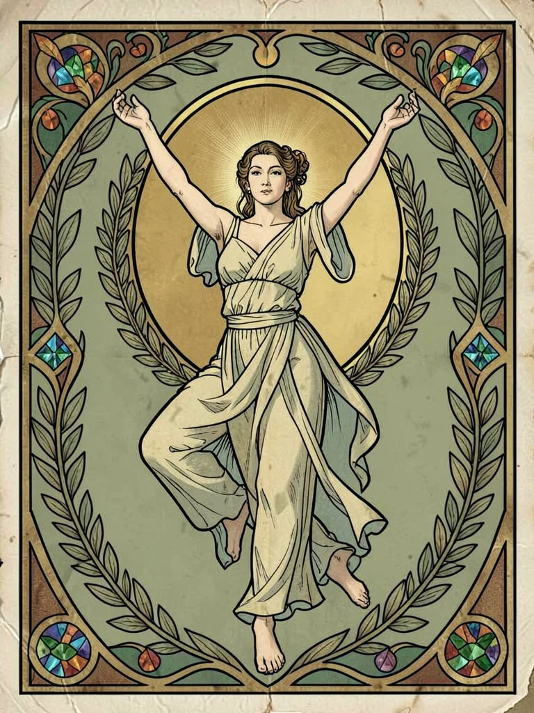 Art Nouveau dancer with laurel wreath