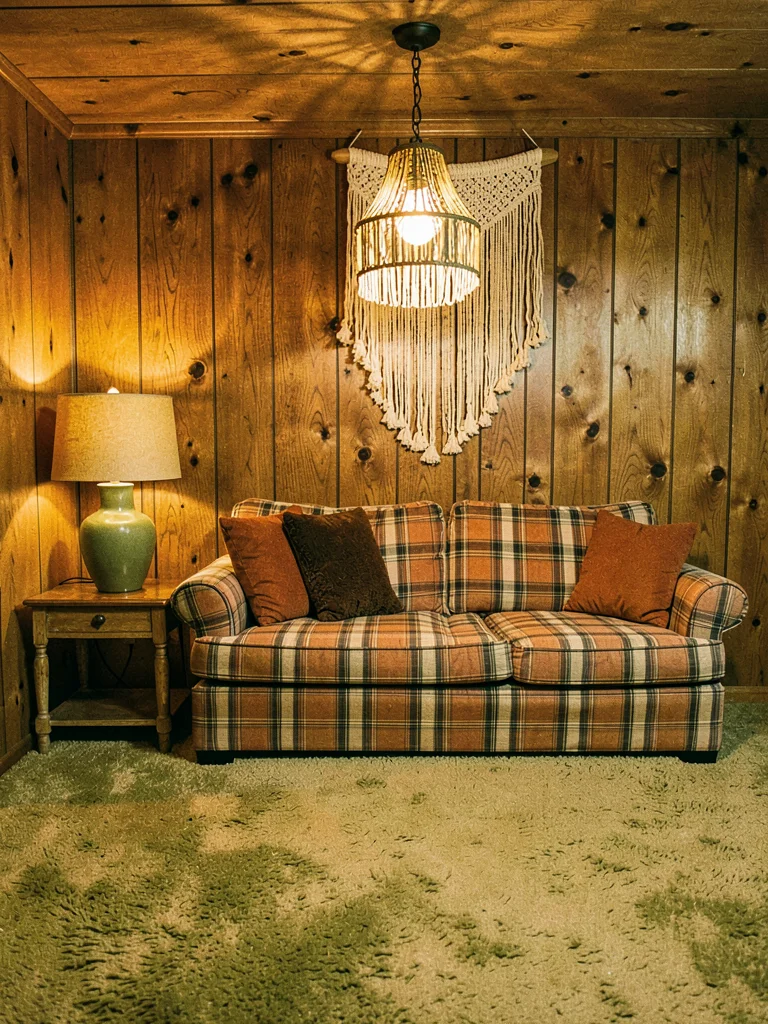 Plaid Sofa and Macrame Corner