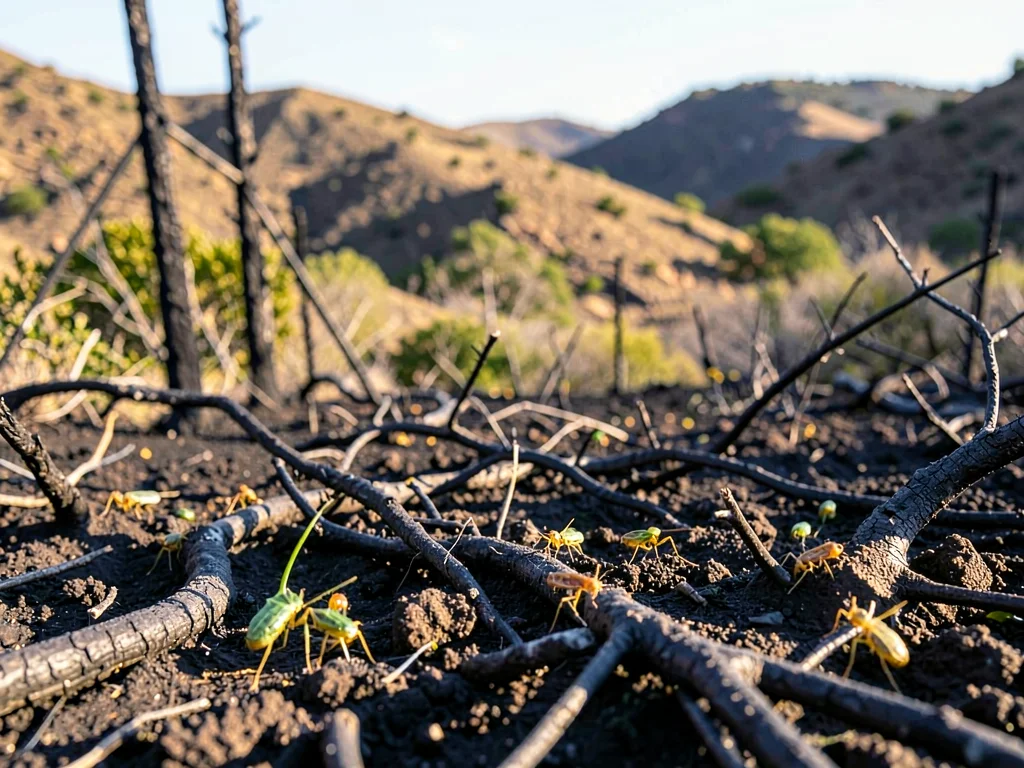 Insect life returning to recovering burn area