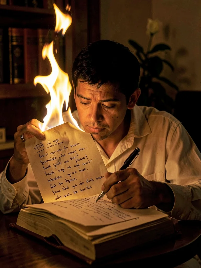 Letter writing by flame