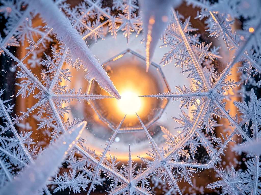 Frost fingers reaching from edge toward warm center of window