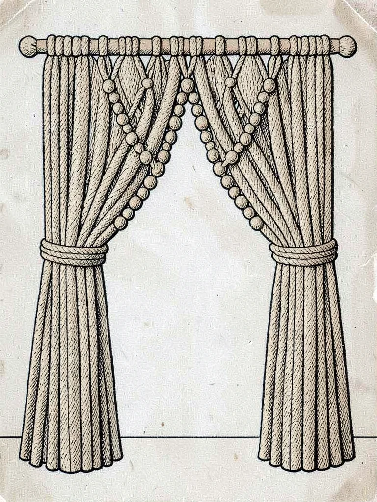 Macrame beaded doorway curtain