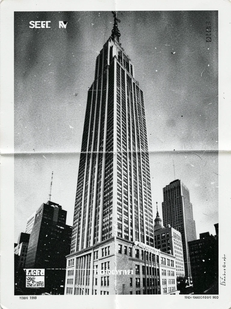 A magazine photo of a skyscraper cut and rearranged, then photocopied until the 