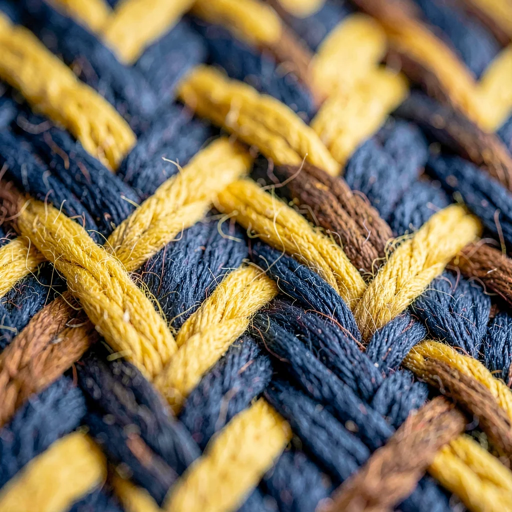 Herringbone pattern in mohair fiber dyed weld-yellow blooms with warm halo and s