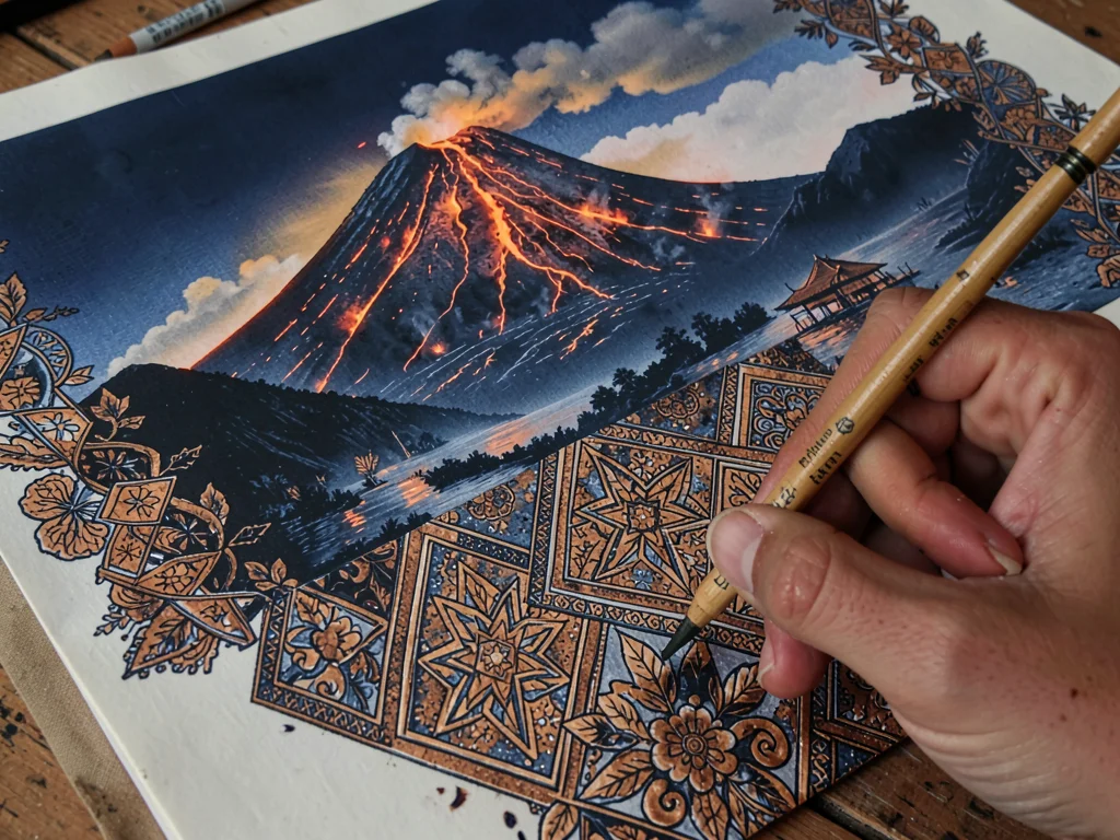 Batik artisan drawing wax patterns