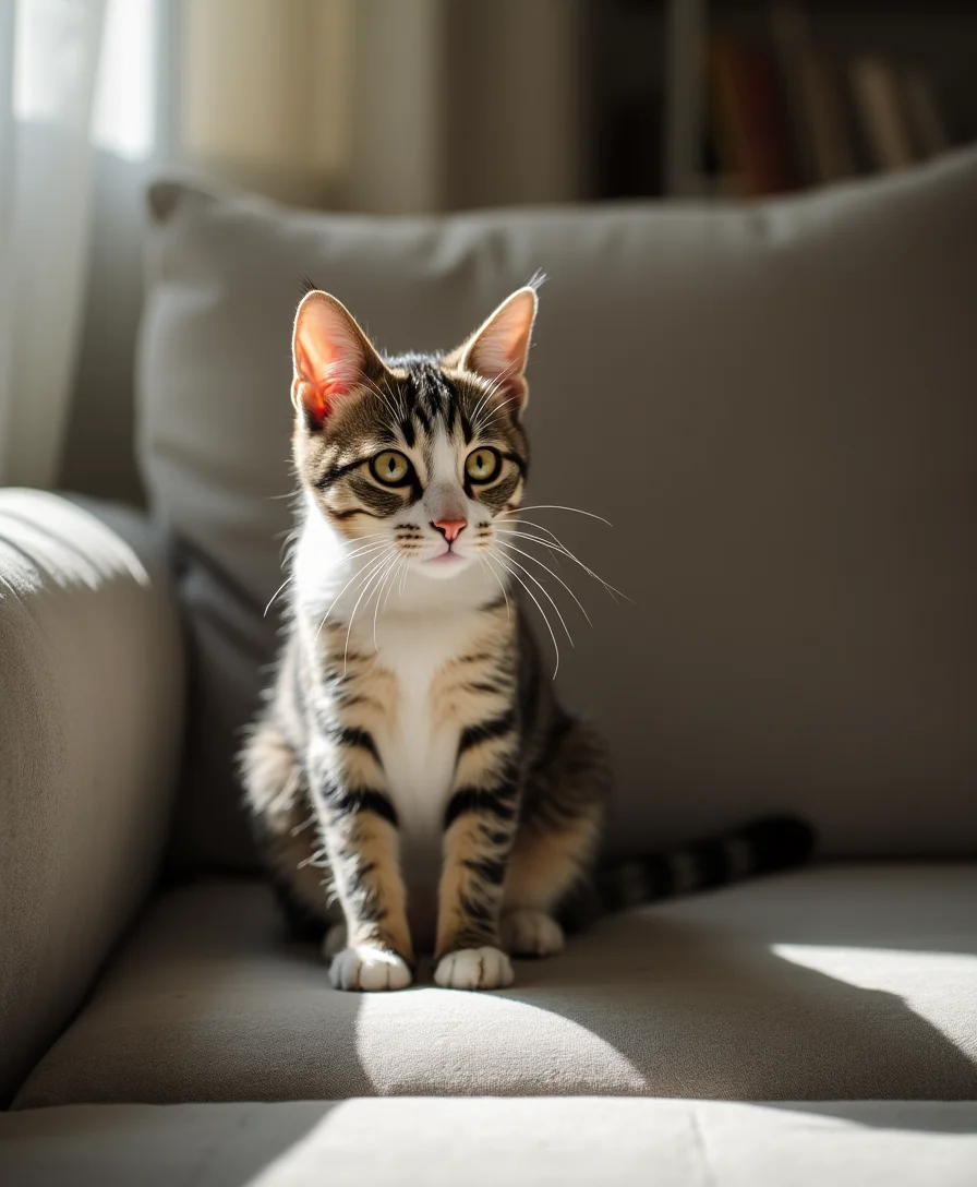 Cat sitting on a couch