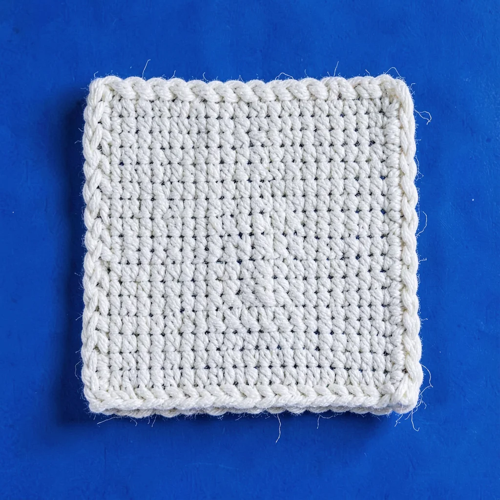 single chunky woven-cotton washcloth folded into a square top-down on a saturate