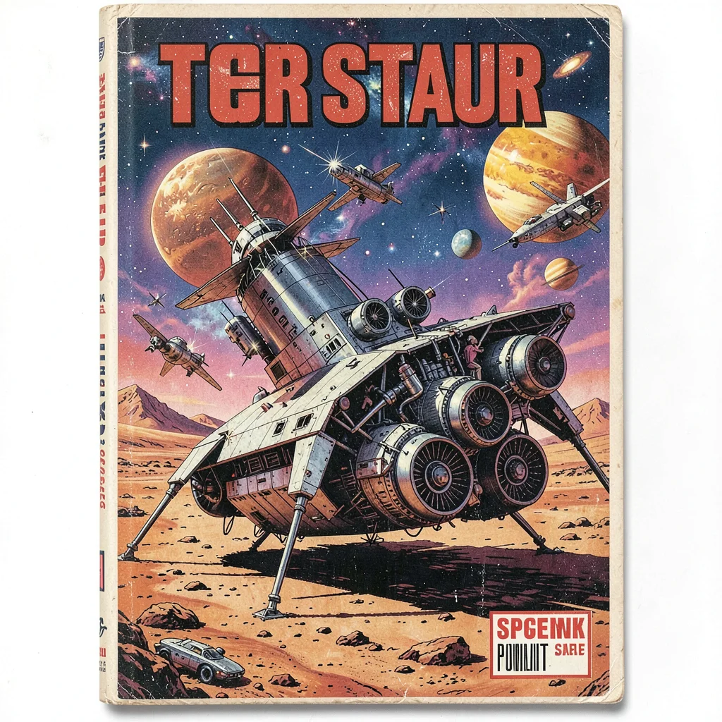 A crashed spaceship on barren planet