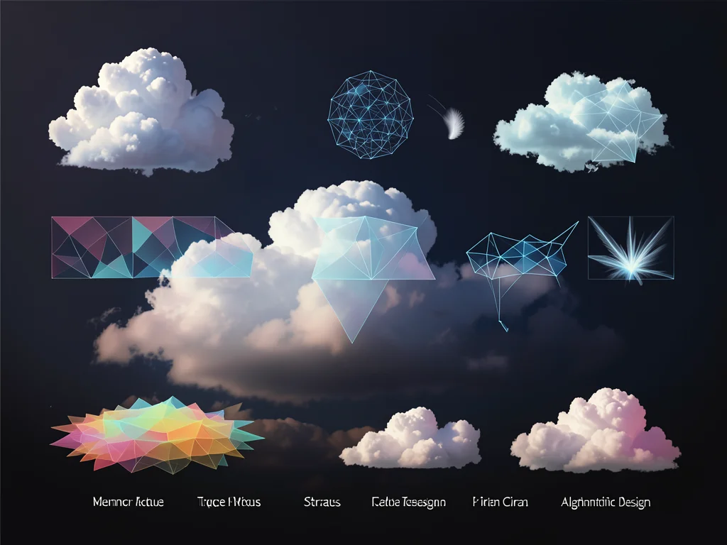 Cloud formation photo with cloud type taxonomy illustration — cumulus, stratus, 