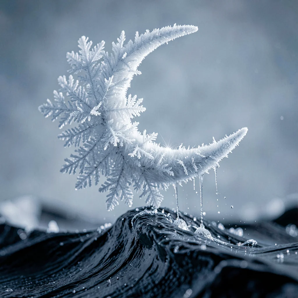 Cold-edge spot of a tide-spirit shaped like a thin crescent of frozen breath, ho
