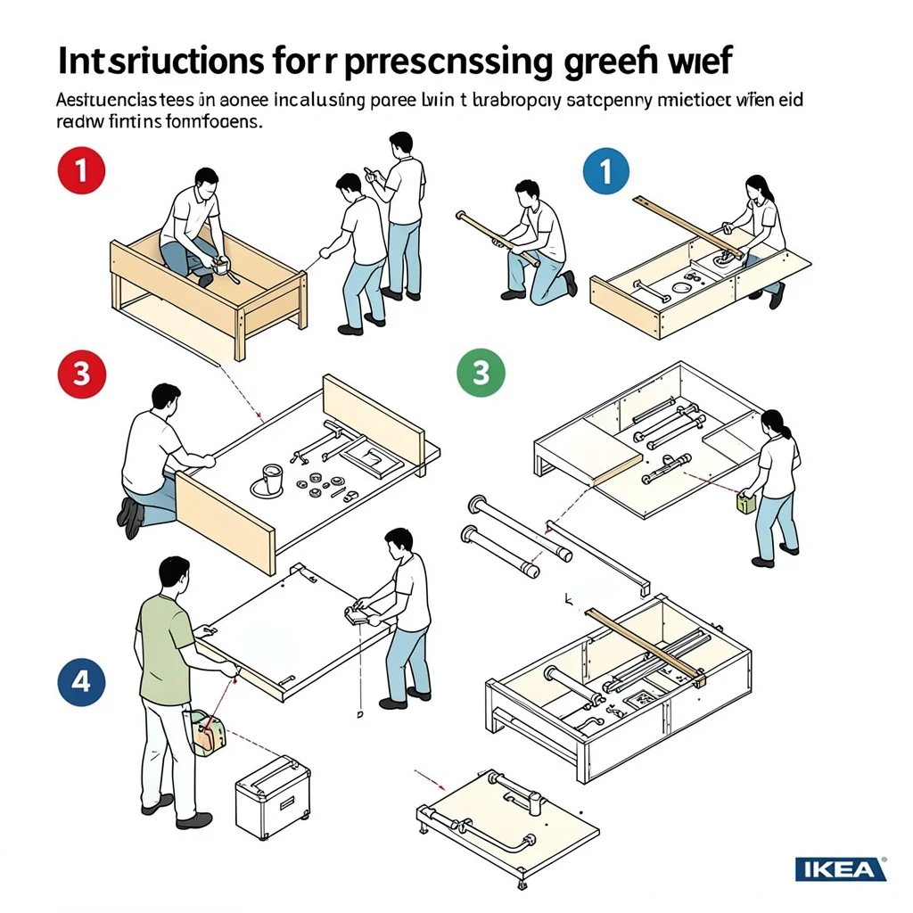 Instructions for processing grief with numbered stages as assembly steps