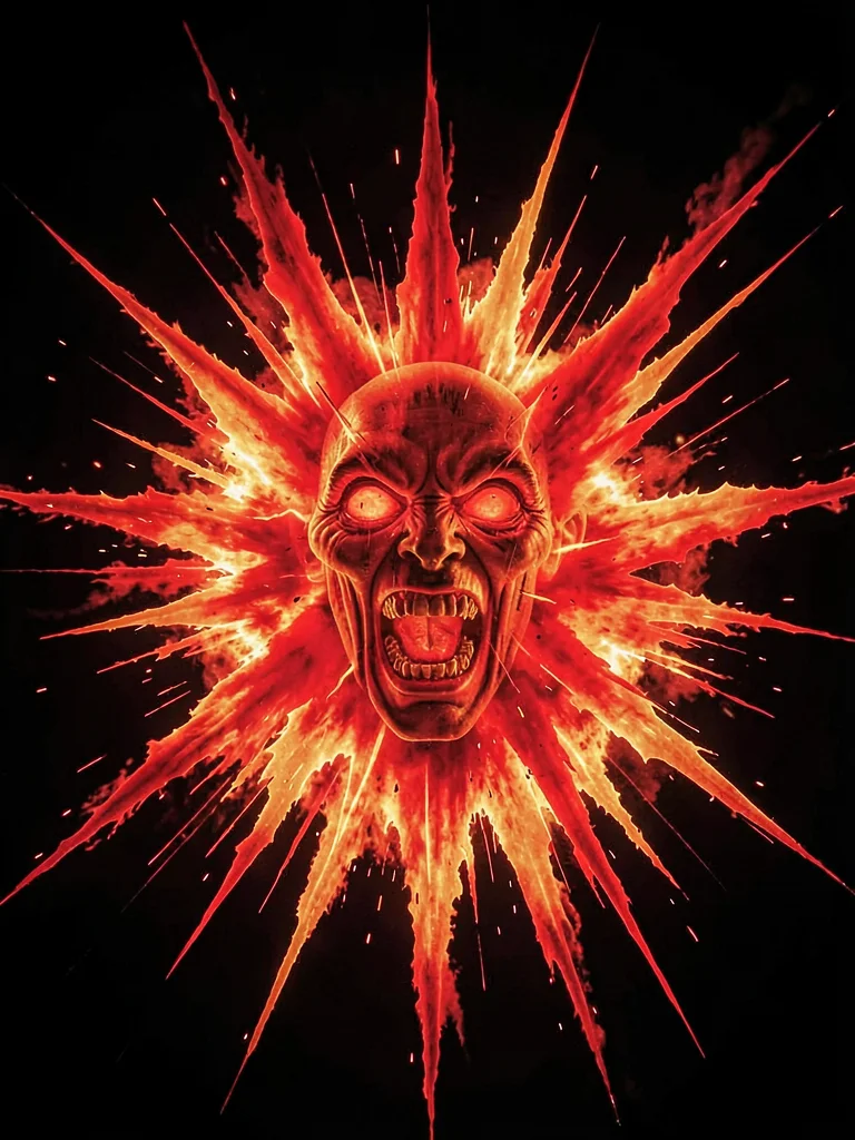 Scream rendered as jagged red and orange explosive burst