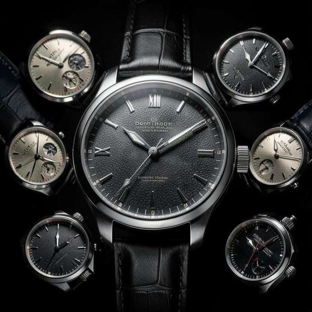 A luxury watch lit by six separate sources, each facet catching a different ligh