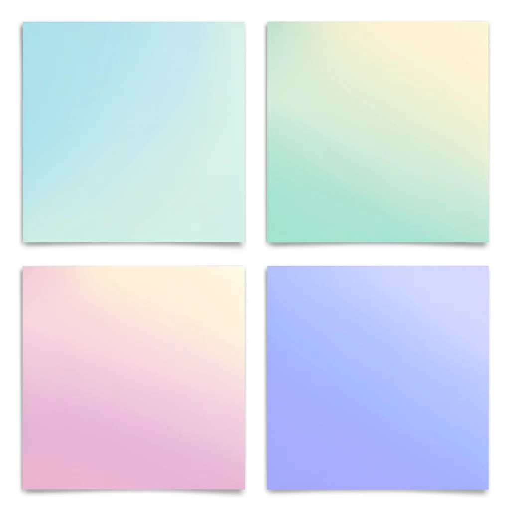mantra-card grid of four soft gradients in a 2x2 layout, no text