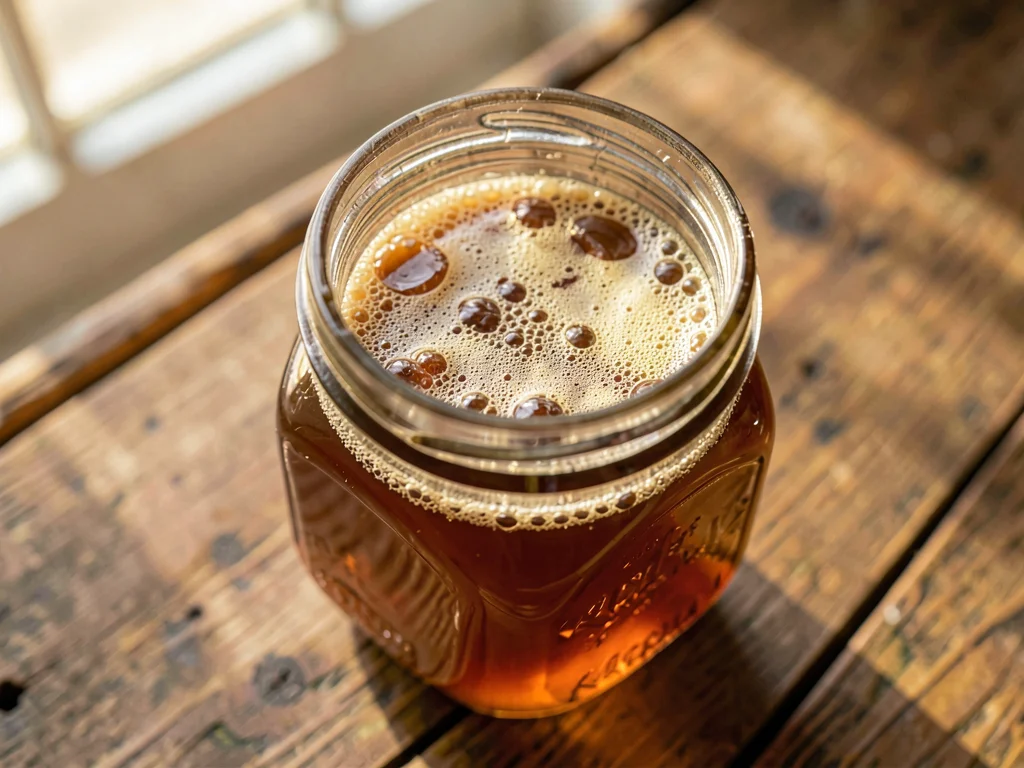 Kombucha SCOBY Pellicle Suspended in Glass Jar