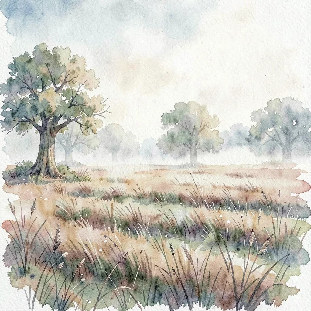atmospheric morning mist over a hunting field