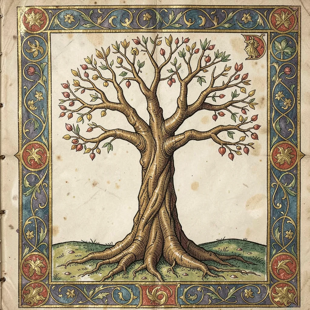 A tree of life with intertwined branches