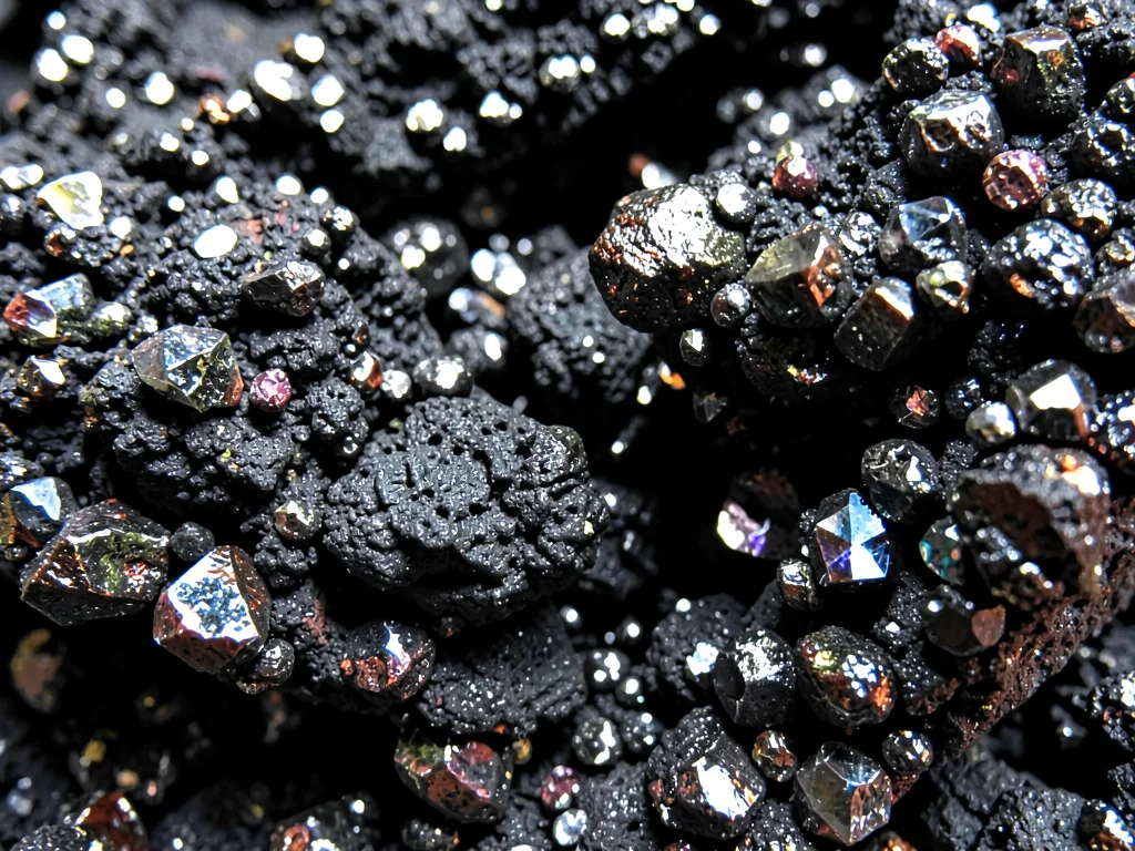 Volcanic cinder texture with metallic sheen