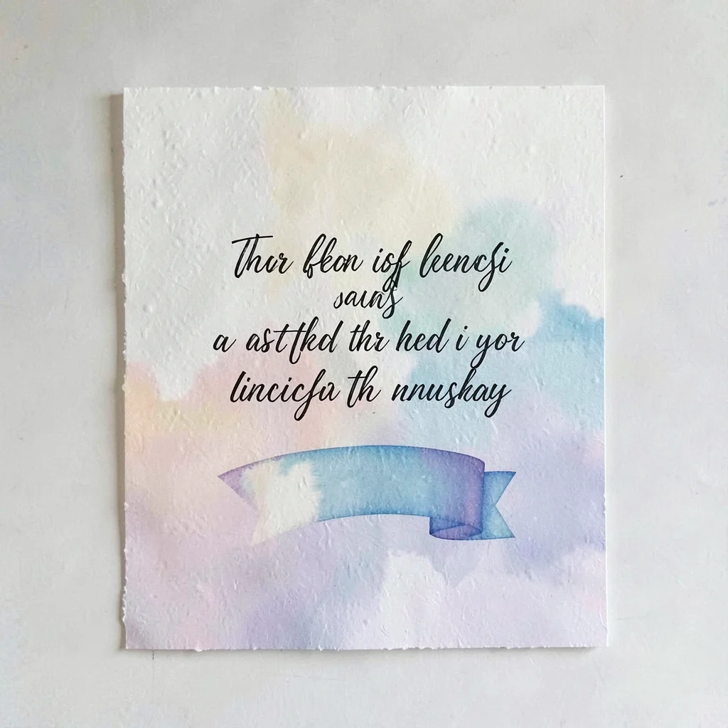 Quote card with abstract italic ribbon on bone paper