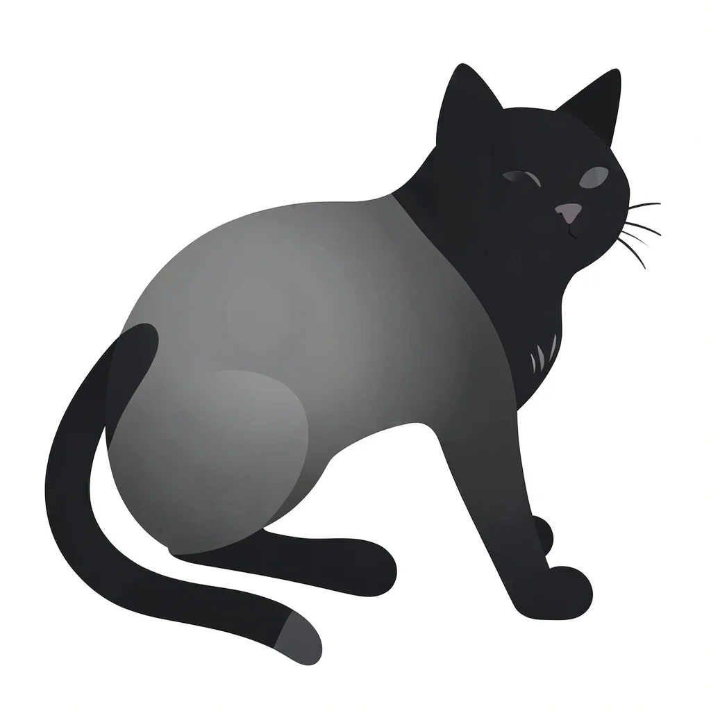 Morphing vector illustration, cat morphing into shadows , smooth vector gradient
