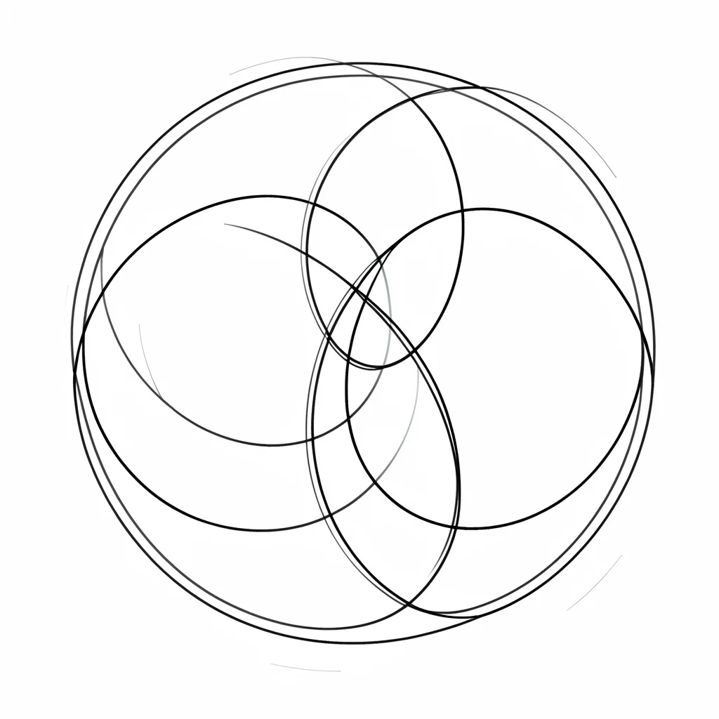 Diagram blueprint of pollinator partner pairings as overlapping rings