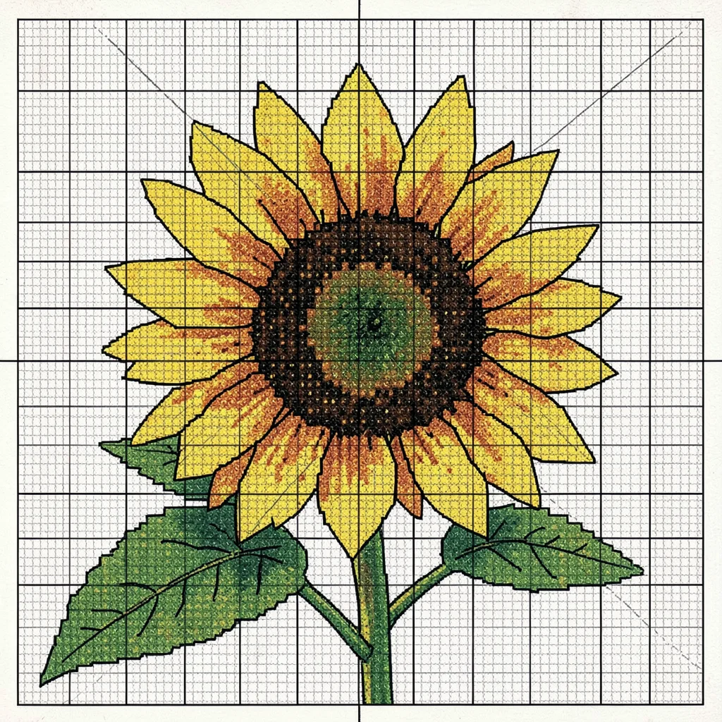 Cross-stitch sunflower