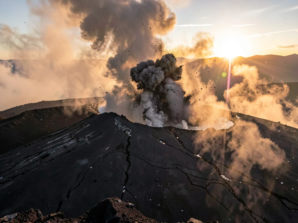 Sunrise through ash-laden atmosphere