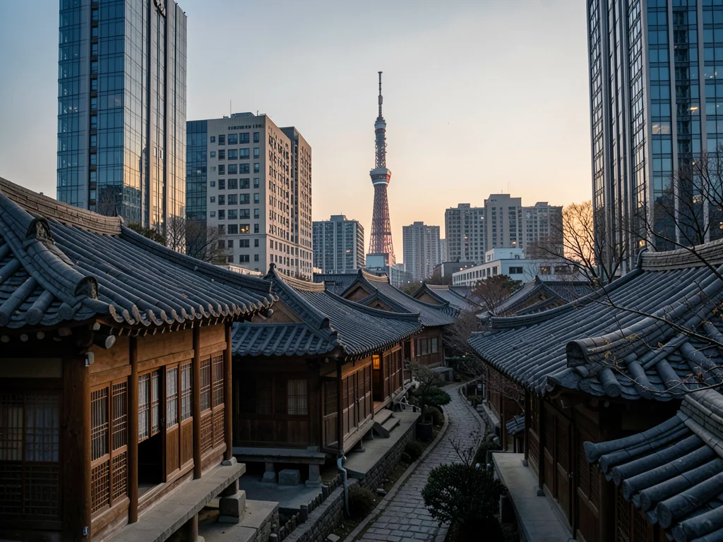 Bukchon hanok village at dawn