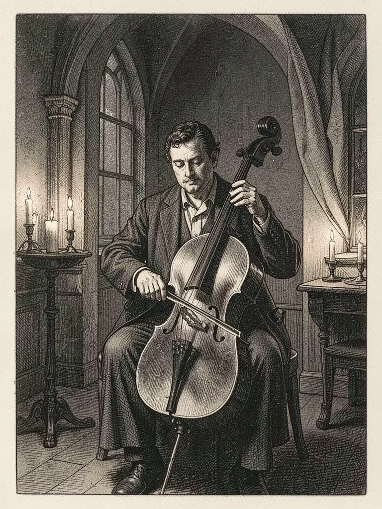 Cellist by candlelight