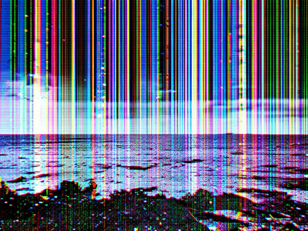 Landscape with selective pixel sort, only the sky values sorted into streaming v