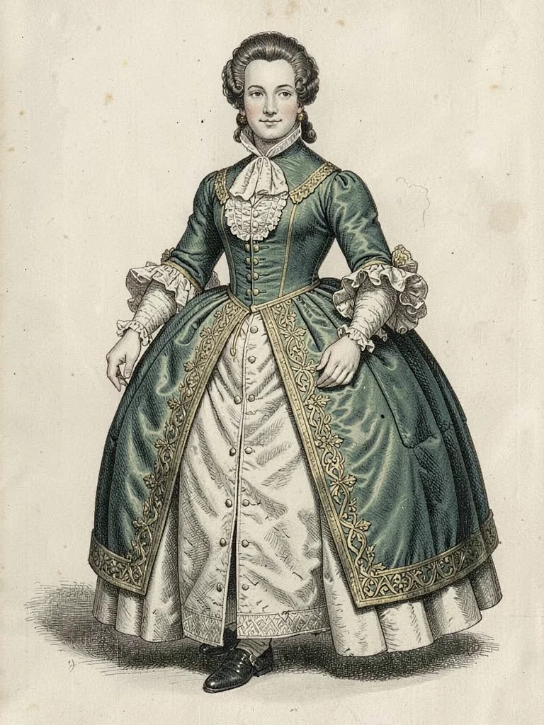 Court dress panniers stomacher