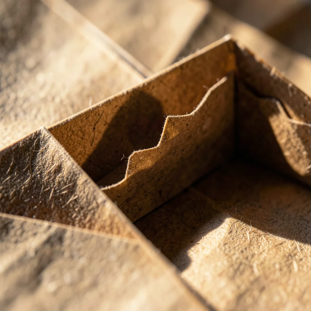 Inside reverse fold closeup, paper tucked inside itself creating hidden pocket o
