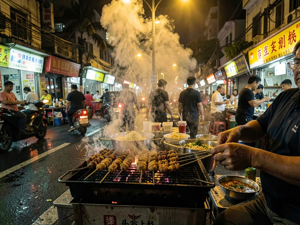 Street skewers grilling