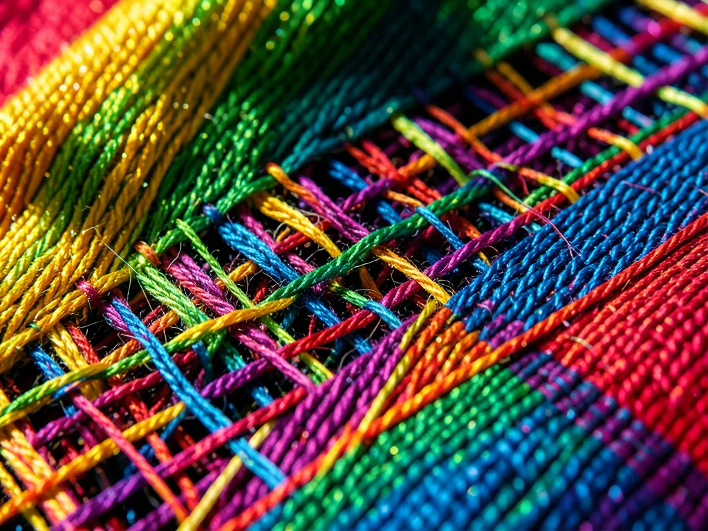 Draped rainbow silk catching light, each color shimmering differently
