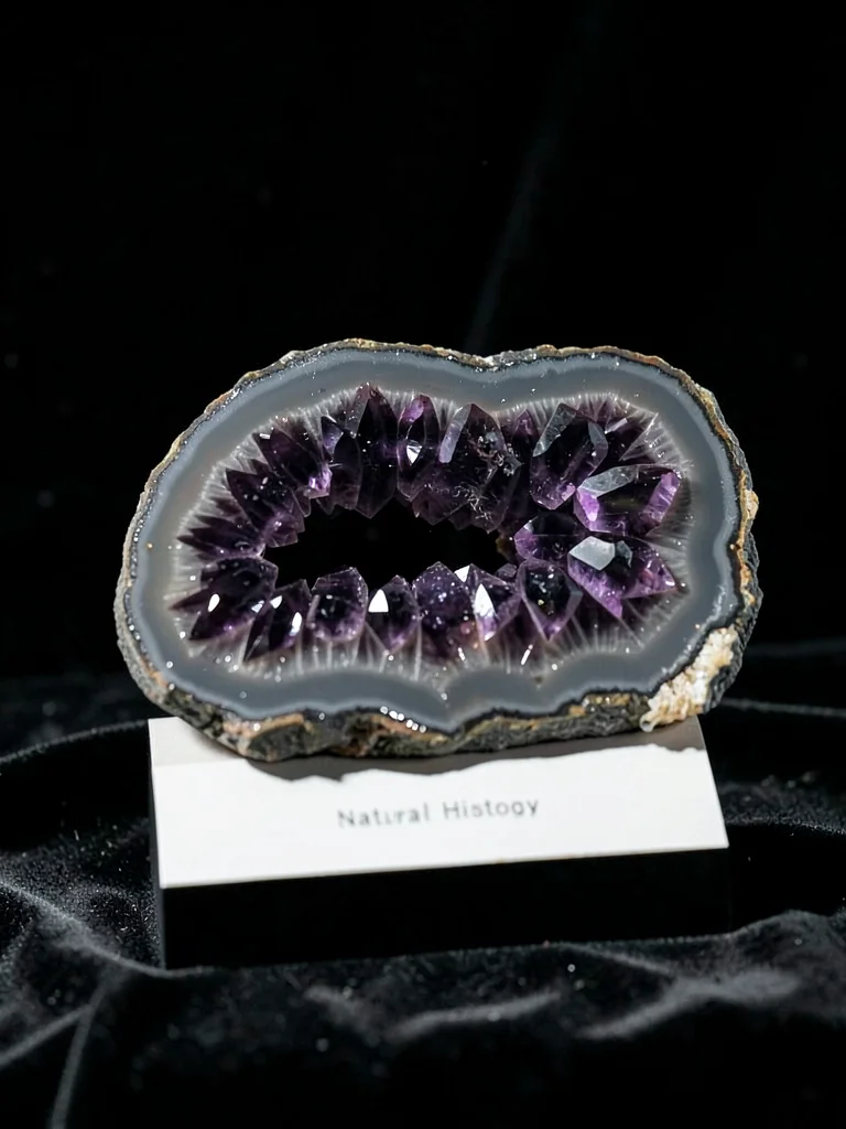 Amethyst Geode Cross-Section Museum Display