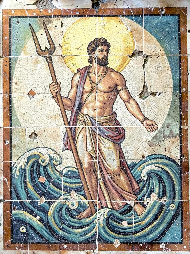 Poseidon mythology mosaic