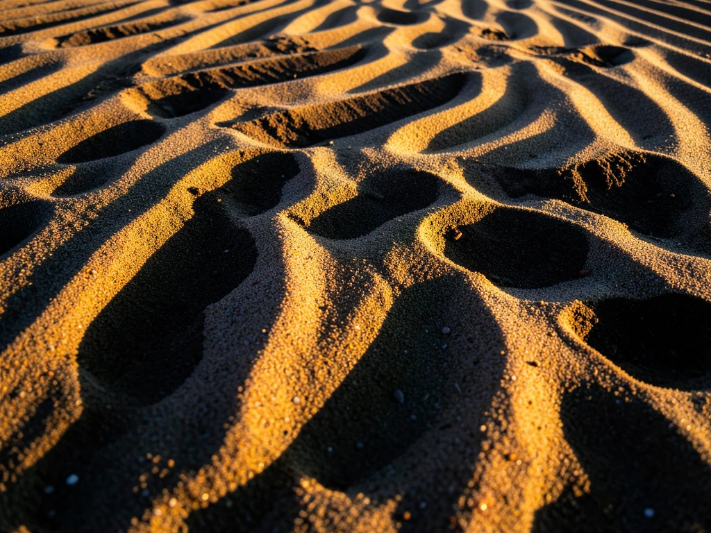 Wet sand surface drying, mosaic of dark wet patches and light dry zones creating