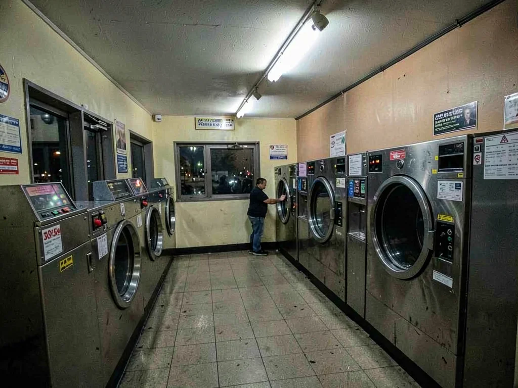 Laundromat at night