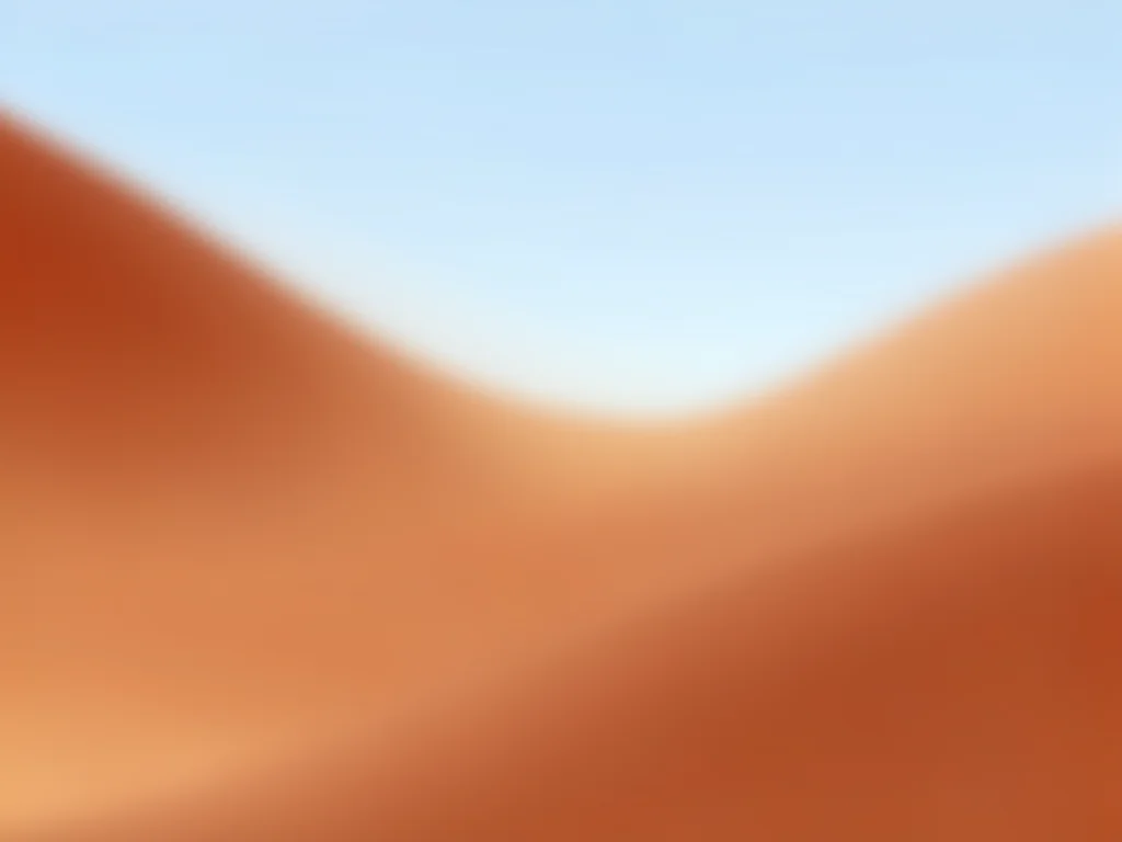 A desert gradient: terracotta flowing through sand to pale sky blue, warm and ar