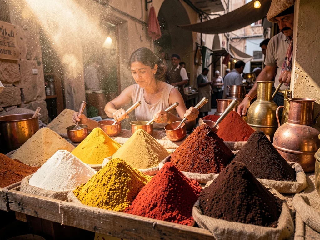 Levantine Market Stall with Twelve Spice Mounds
