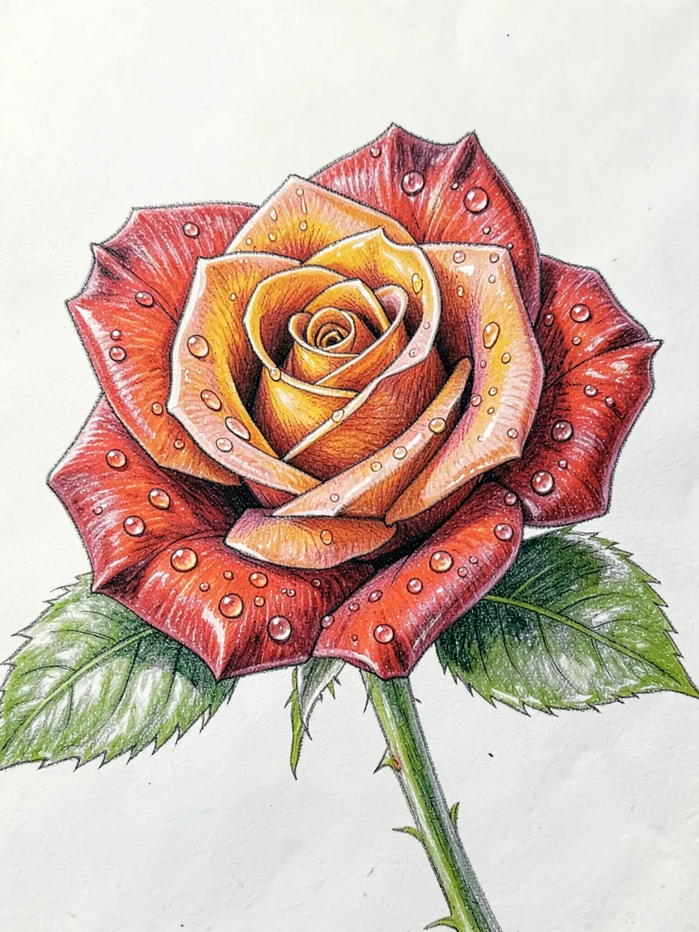 Perfect rose with water droplets
