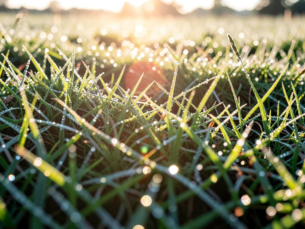 Morning dew on grass backlit sparkle