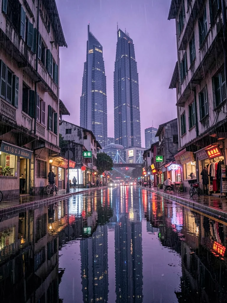 Lujiazui reflected in shikumen lane