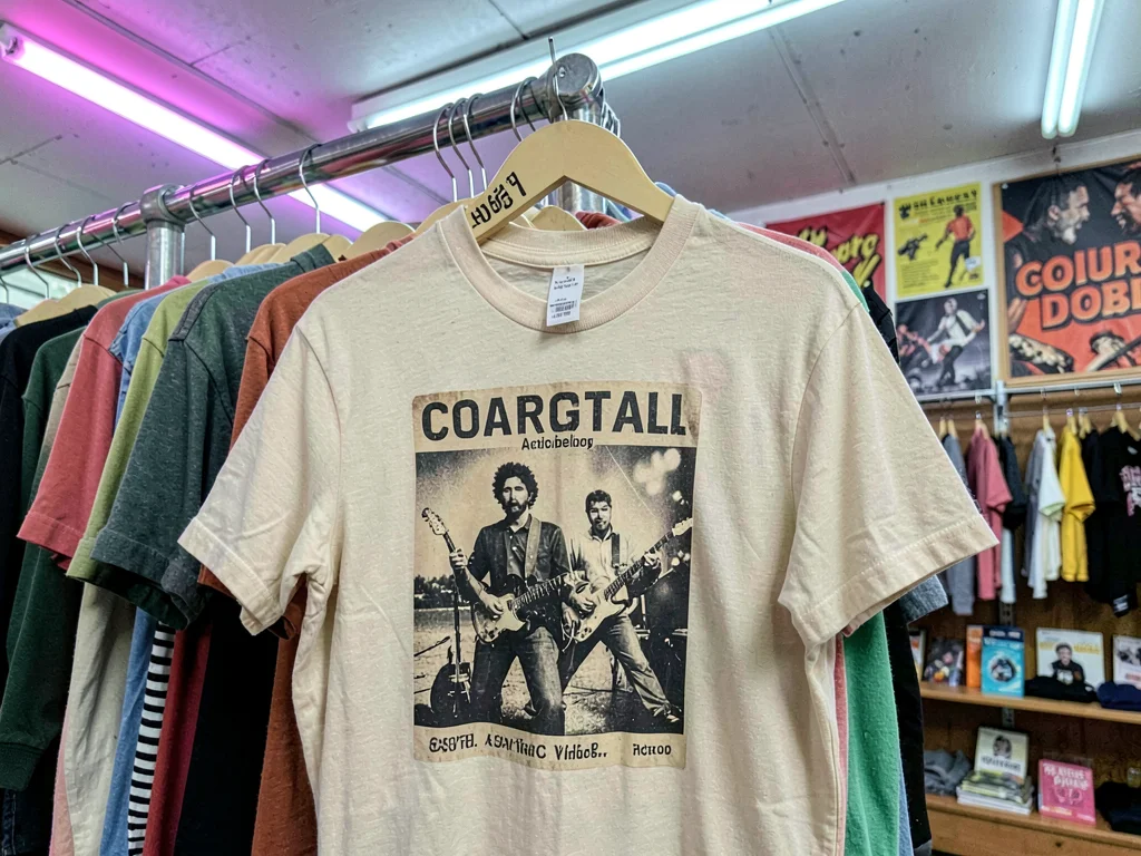Vintage concert tee find, band from decades ago, music history on cotton