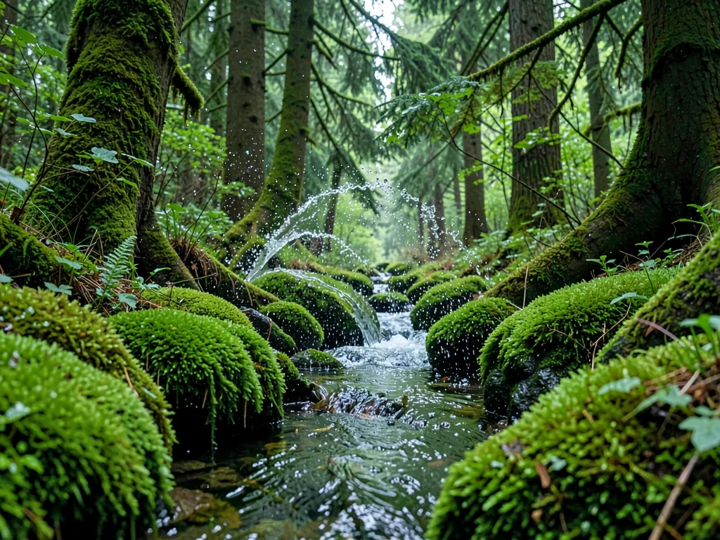 Stream splash zone moss adapted to wet