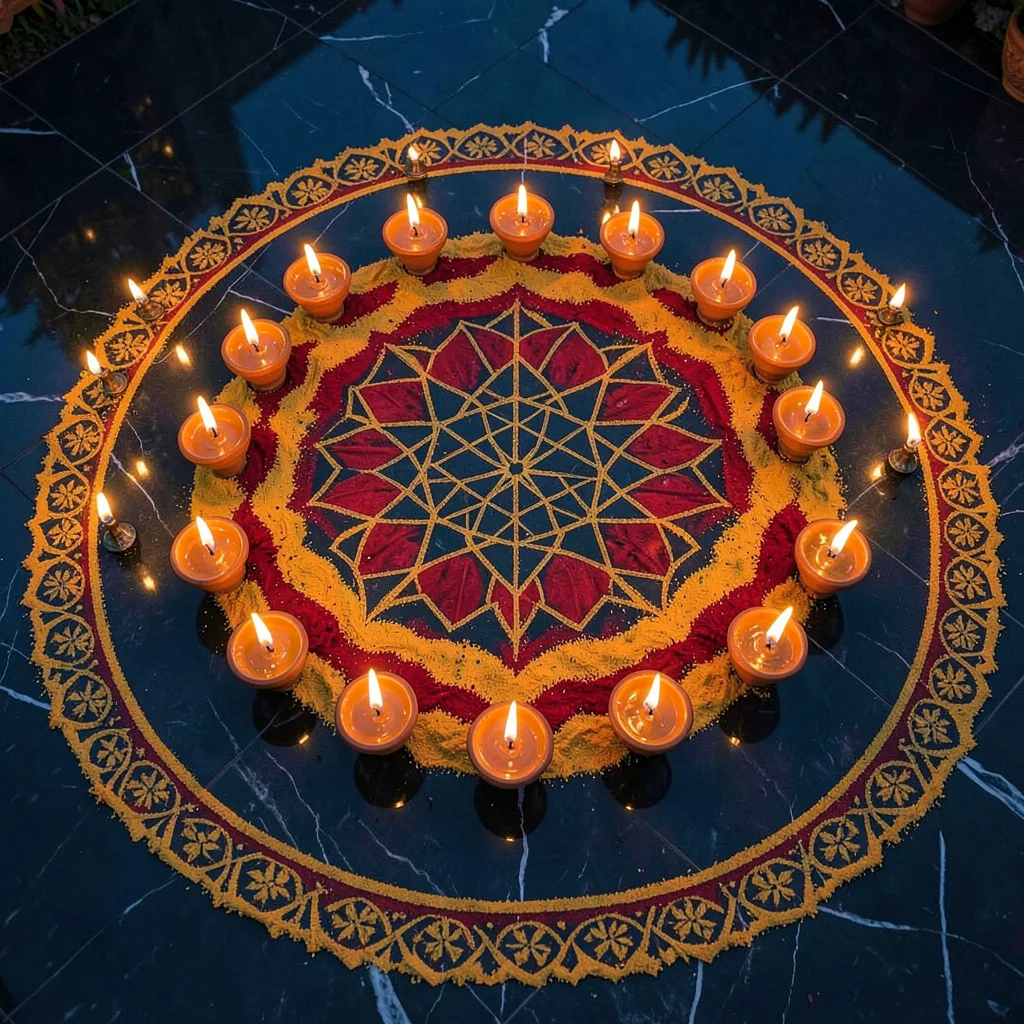 Diya Mandala Concentric Circles