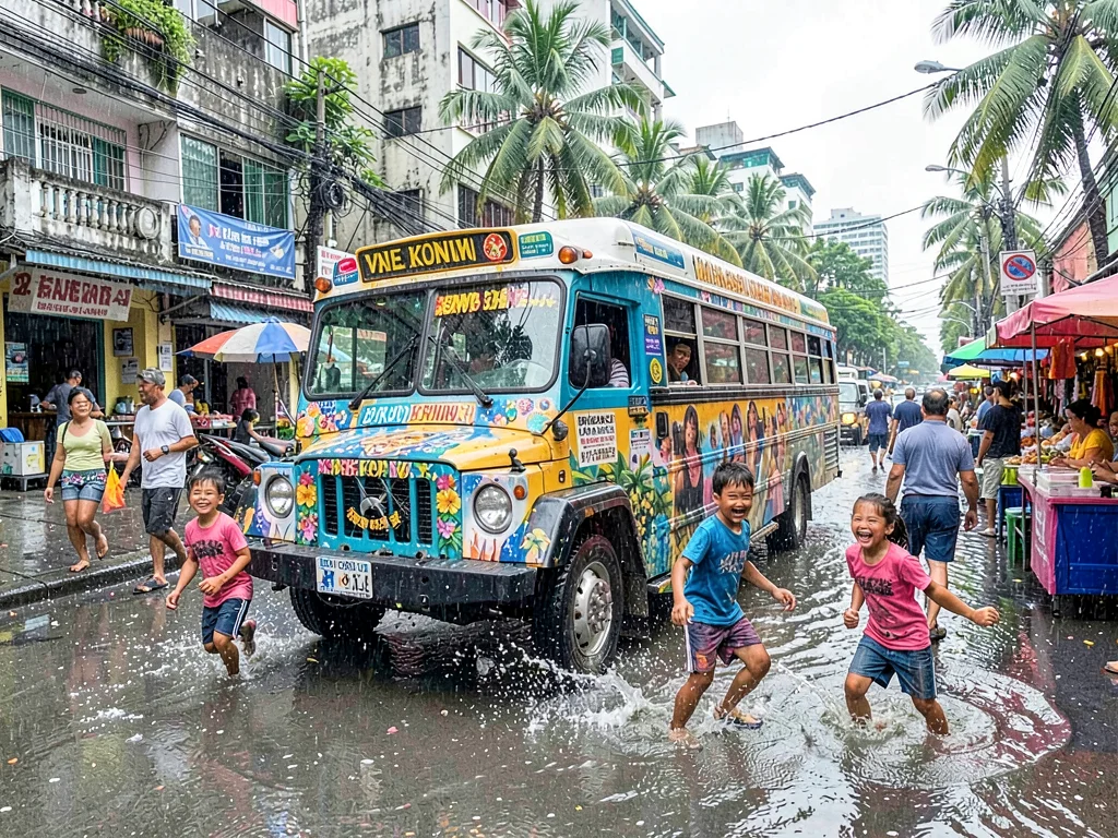 Children playing in flood